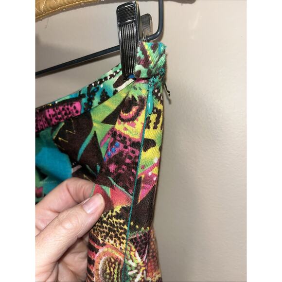 WD NY Multi-color Pleated 100% Linen Skirt Women’s Sz 8 Boho Festival - Picture 5 of 12